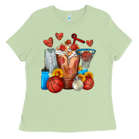 Matcha Basketball Sunflower Frappe Ladies Tee - FaDigitalArtStudio
