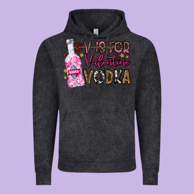 V Is For Valentine Vodka Vintage Hoodie Designed By Cowhidedigitalart