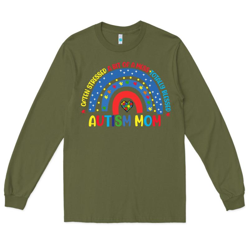Often Stressed A Bit Of A Mess Totally Blessed Aut Long Sleeve Tee by CowhideDigitalArt | Teevron