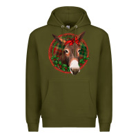 Army Green Christmas donkey with bandana Premium Hoodie - Jasminsmagicworld