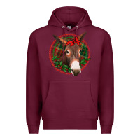 Burgundy Christmas donkey with bandana Premium Hoodie - Jasminsmagicworld