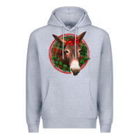 Heather Grey Christmas donkey with bandana Premium Hoodie - Jasminsmagicworld