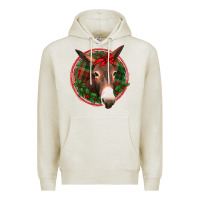 Oatmeal Heather Christmas donkey with bandana Premium Hoodie - Jasminsmagicworld