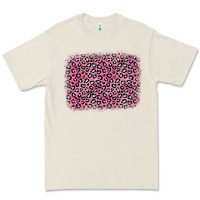 Bone pink glitter leopard with heart background Premium Tee - OliviaCreatesArt