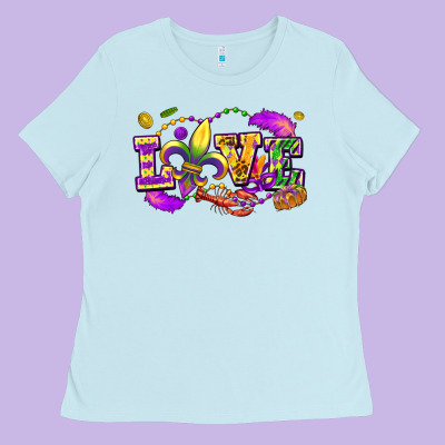 Love Mardi Gras Ladies Tee Designed By Fadigitalartstudio