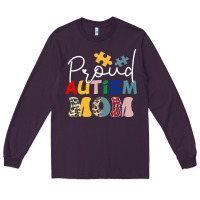 Plum Proud Autism Mom Leopard Pattern Design Autism Awa Long Sleeve Tee - CowhideDigitalArt