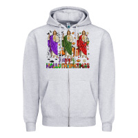 Heather Grey san judas happy  hallothanksmas Zipper Hoodie - JahusDesignShop