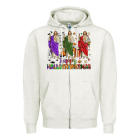 Oatmeal Heather san judas happy  hallothanksmas Zipper Hoodie - JahusDesignShop
