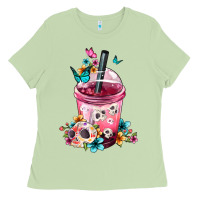 Matcha Mexican Day Of The Dead Skulls Coffee Cup Ladies Tee - FaDigitalArtStudio