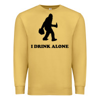 Antique Gold bigfoot sasquatch i drink alone Premium Sweatshirt - artisFamous