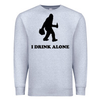 Heather Grey bigfoot sasquatch i drink alone Premium Sweatshirt - artisFamous