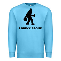Ocean Blue bigfoot sasquatch i drink alone Premium Sweatshirt - artisFamous