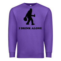 Purple bigfoot sasquatch i drink alone Premium Sweatshirt - artisFamous