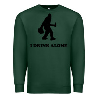 Sports Green bigfoot sasquatch i drink alone Premium Sweatshirt - artisFamous