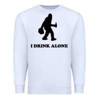 White bigfoot sasquatch i drink alone Premium Sweatshirt - artisFamous