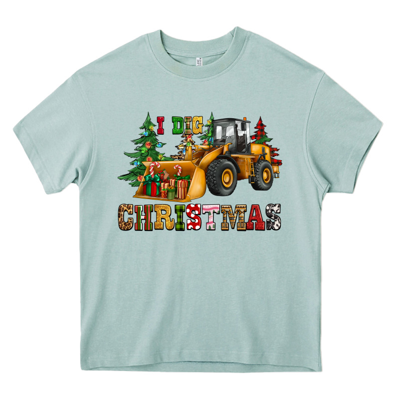 I Dig Christmas Bulldozer Heavy Core Tee by CowGirlArtShop | Teevron