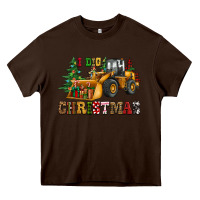 Chocolate Brown i dig christmas bulldozer Heavy Core Tee - CowGirlArtShop