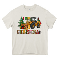 Cream i dig christmas bulldozer Heavy Core Tee - CowGirlArtShop