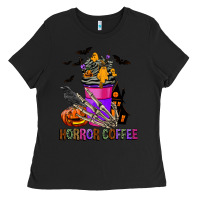 Black Horror Coffee Ladies Tee - FaDigitalArtStudio