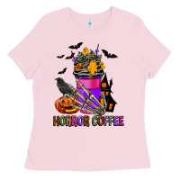 Bubblegum Pink Horror Coffee Ladies Tee - FaDigitalArtStudio