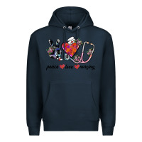 Navy peace love nursing Premium Hoodie - SublimationCraftShop