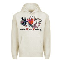 Oatmeal Heather peace love nursing Premium Hoodie - SublimationCraftShop