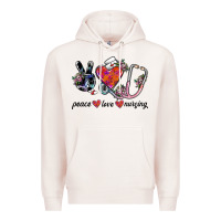 Pale Pink peace love nursing Premium Hoodie - SublimationCraftShop