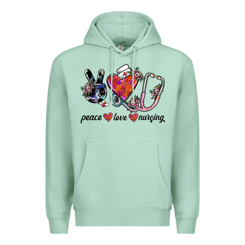 Peace Love Nursing Premium Hoodie by SublimationCraftShop | Teevron