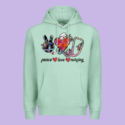 Peace Love Nursing Premium Hoodie Designed By Sublimationcraftshop