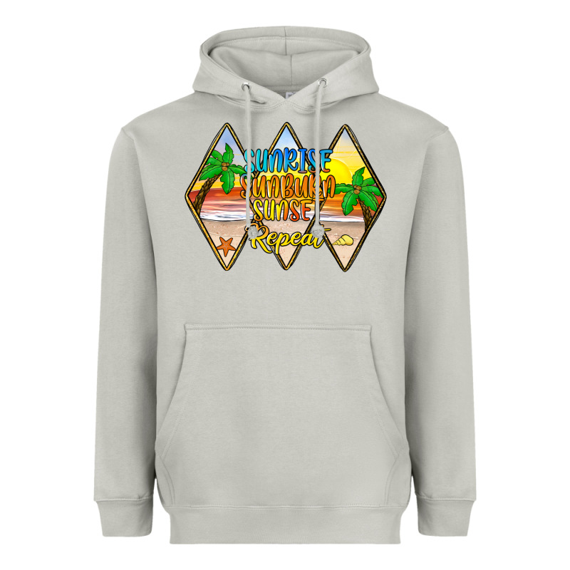 Sunrise Sunburn Sunset Repeat Heavyweight Hoodie by JahusDesignShop | Teevron