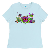 Baby Blue Halloween Coffee Cups Ladies Tee - FaDigitalArtStudio