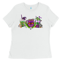 White Halloween Coffee Cups Ladies Tee - FaDigitalArtStudio