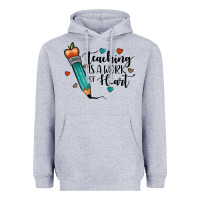 Heather Grey teaching i̇s a work of heart Heavyweight Hoodie - JahusDesignShop