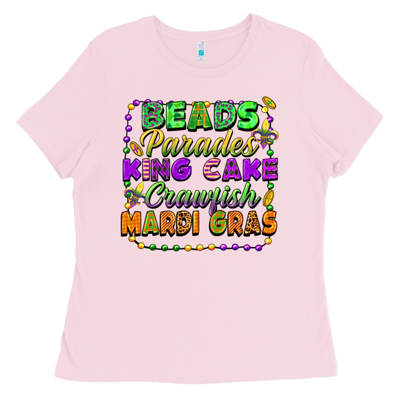 Beads Parades King Cake Crawfish Mardi Gras Ladies Tee by FaDigitalArtStudio | Teevron
