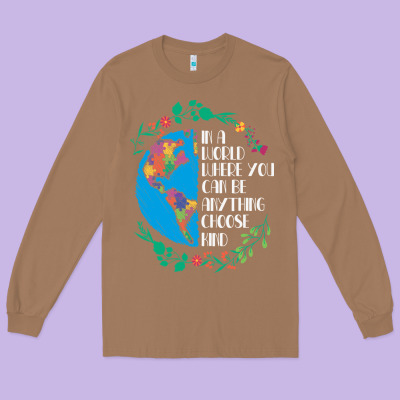 Autism Awareness Kindness Puzzle Earth Long Sleeve Tee Designed By Cowhidedigitalart