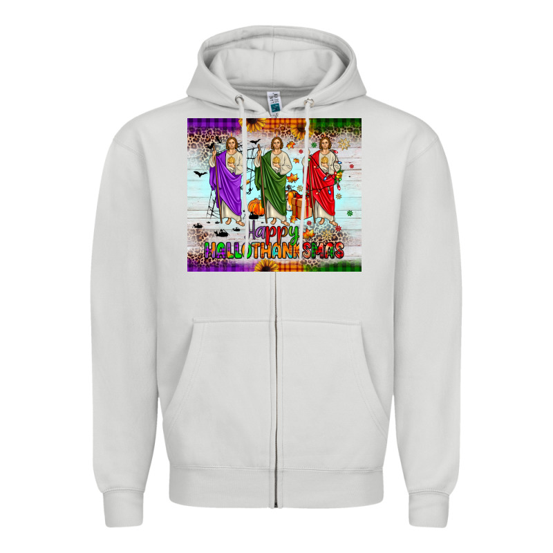San Judas Happy  Hallothanksmas Zipper Hoodie by JahusDesignShop | Teevron