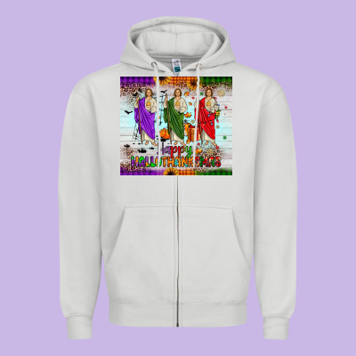 San Judas Happy  Hallothanksmas Zipper Hoodie Designed By Jahusdesignshop