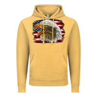 Vintage Mustard Western American Flag Eagle Vintage Hoodie - LillyAllenDesigns