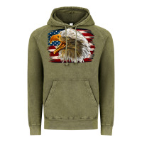 Vintage Olive Western American Flag Eagle Vintage Hoodie - LillyAllenDesigns
