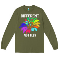 Army Green Different Not Less Daisy Autism Puzzle Long Sleeve Tee - CowhideDigitalArt