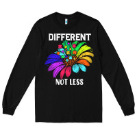 Black Different Not Less Daisy Autism Puzzle Long Sleeve Tee - CowhideDigitalArt