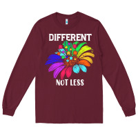 Burgundy Different Not Less Daisy Autism Puzzle Long Sleeve Tee - CowhideDigitalArt