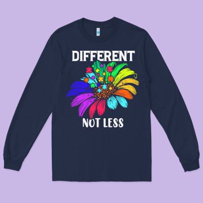 Different Not Less Daisy Autism Puzzle Long Sleeve Tee Designed By Cowhidedigitalart