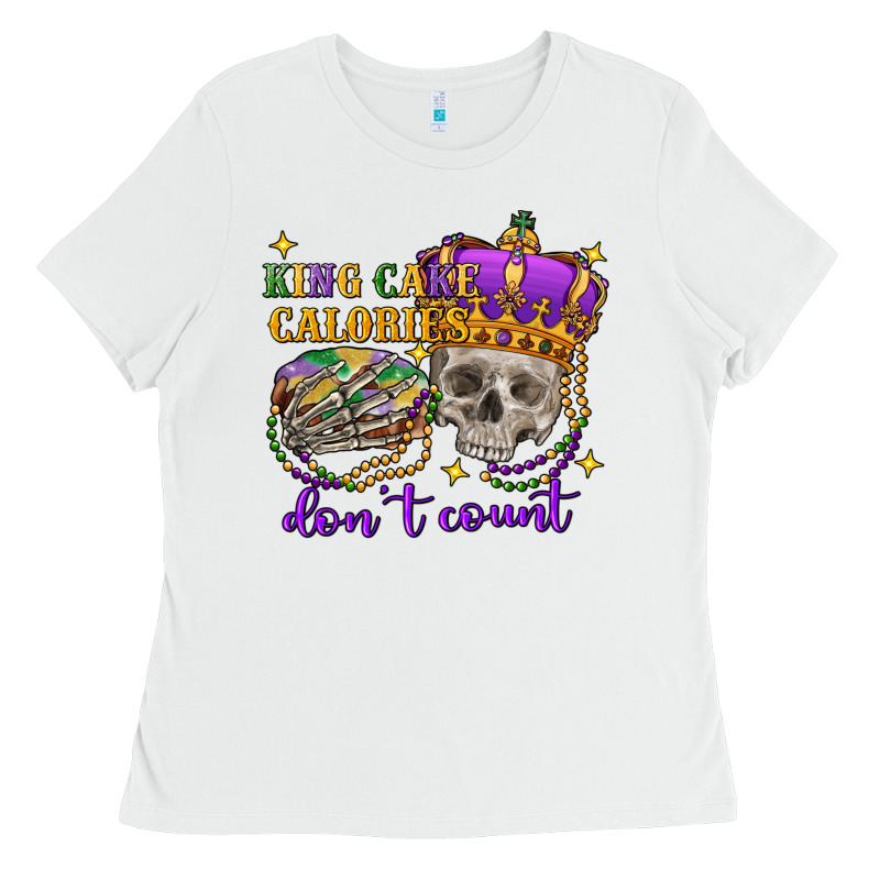 King Cake Calories Don't Count Skull Ladies Tee by FaDigitalArtStudio | Teevron