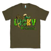 Army Green One Lucky Auntie St. Patrick's Day Classic Tee - CowGirlArtShop