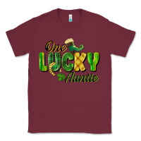 Burgundy One Lucky Auntie St. Patrick's Day Classic Tee - CowGirlArtShop