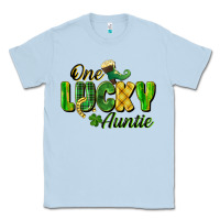 Dusty Blue One Lucky Auntie St. Patrick's Day Classic Tee - CowGirlArtShop