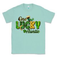 Seafoam One Lucky Auntie St. Patrick's Day Classic Tee - CowGirlArtShop
