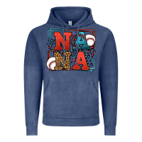 Vintage Denim Baseball nana leopard frame Vintage Hoodie - LillyAllenDesigns