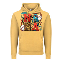 Vintage Mustard Baseball nana leopard frame Vintage Hoodie - LillyAllenDesigns
